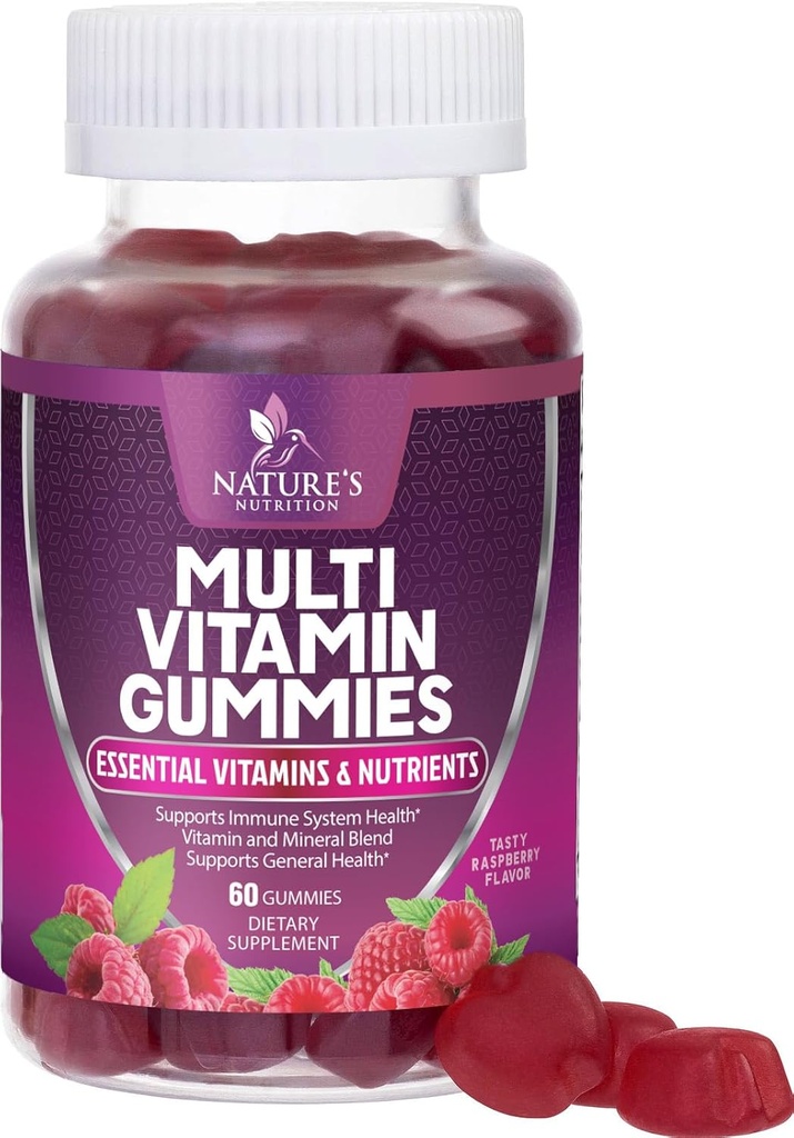 Vitaminlər A, C, D, B12 - Qadınlar və Kişilər üçün Vitaminlər və Minerallər ilə Gummy Multivitamins - 60 Gummies