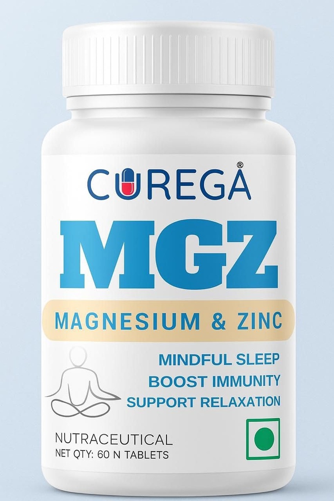 MGZ Magnesium & Zinc Tablets for Mindful Sleep, Relaxation & Immunity Support | Nutraceutical Supplement | 60 Tablets