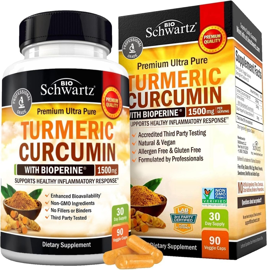 BioSchwartz Turmeric Curcumin 1500 un Citrus Bergamot Bundle
