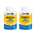 Tata 1mg Magnesium Glycinate Tablets, 60 Tablets + Tata 1mg Vitamin D3+K2, 120 Tablets