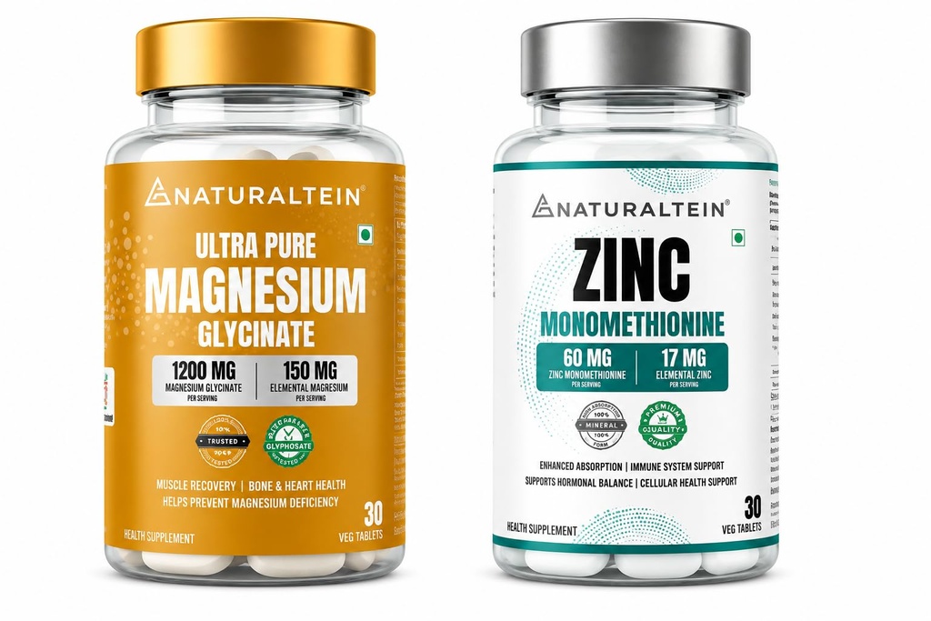 Naturaltein Magnesium & Zinc Duo | High Absorption Daily Mineral Support