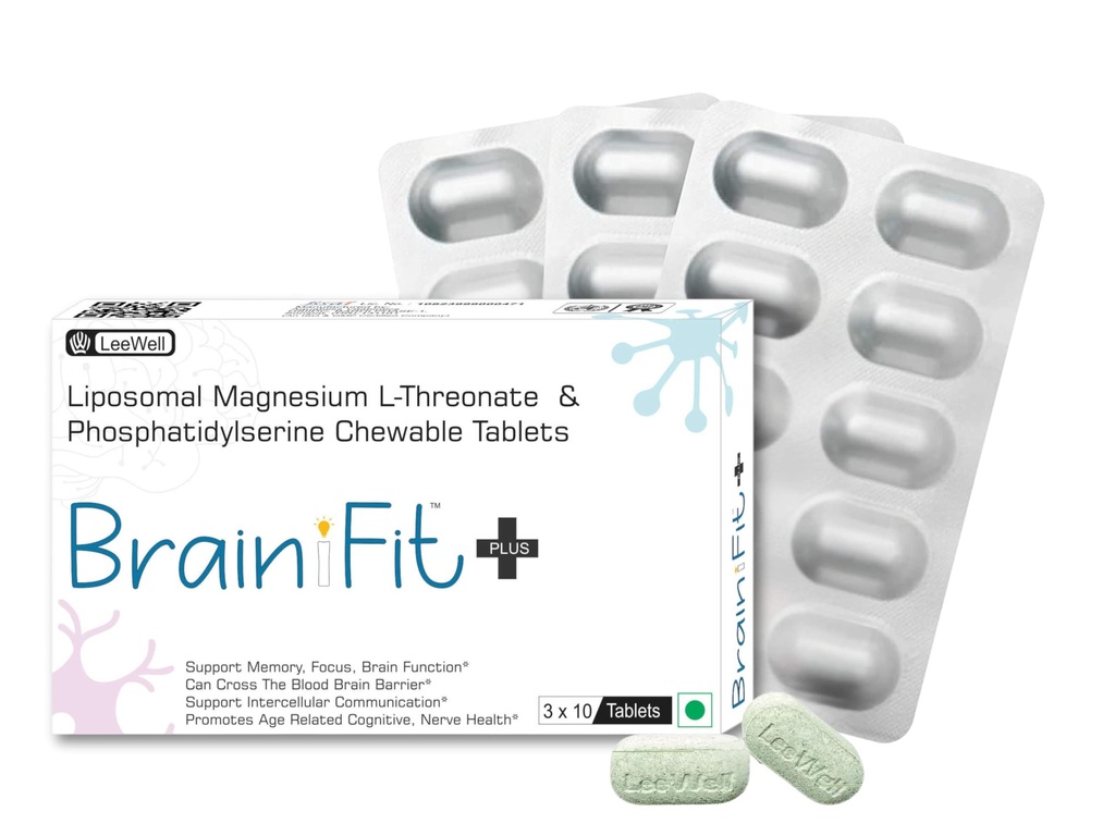 Plus (LeeWell) Liposomal Magnesium L-Threonate & Phosphatidylserine 2000mg Magnesium L-Threonate per Serving, 100mg Phosphatidylserine per Serving, Sunflower Lecithin- 30 chewable tablets