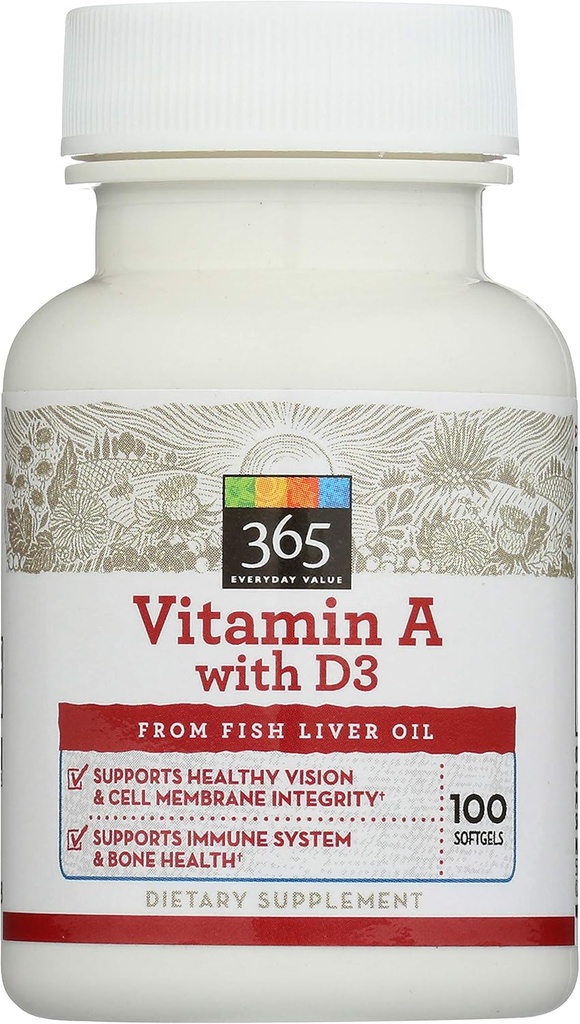 365 por Whole Foods Market, Vitamina A con D3, 100 ct