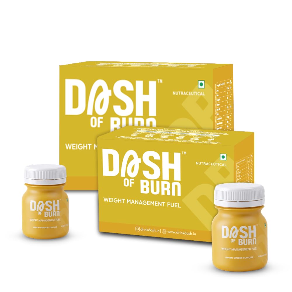 DASH OF BURN Metabolism Support Shots | Supports Fat Burning, Craving Control & Weight Management | L-Carnitine, Green Coffee, Inulin | Pack Of 6 (6x60 ML) Wellness Shots