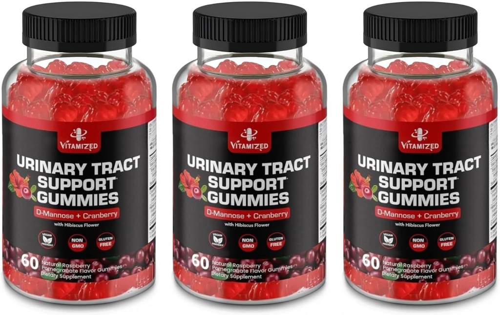 Potent Cranberry Gummies 1500mg with D Mannose - Urinary Tract Health for Women & Men, Urinary Flush & Bladder Fast-Acting Support Supplements with Hibiscus Powder, 180 Count