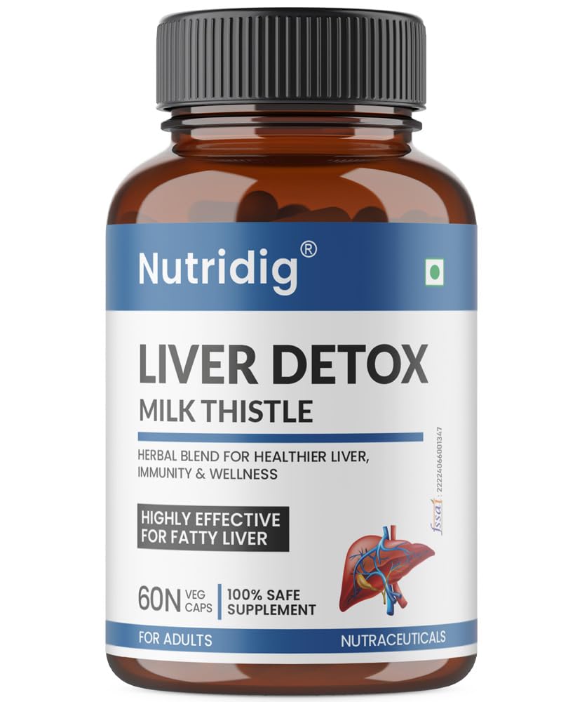Liver Detox with Milk Thistle | Herbal Blend for Healthy Liver, Fatty Liver Support, Immunity & Wellness | 60 Veg Capsules