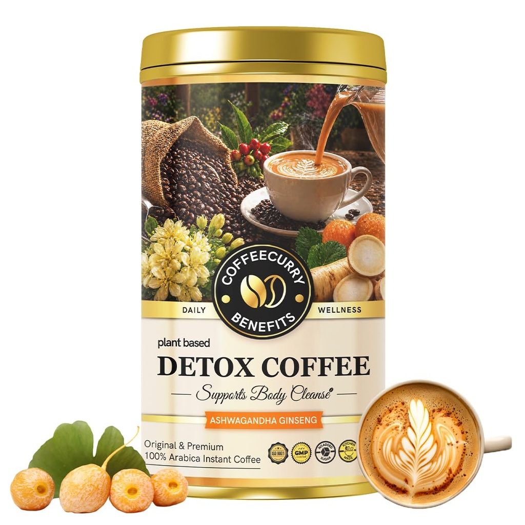 COFFEECURRY Detox Coffee Tin Can - (65 Grams, 1 Month Pack) Helps with Body Detox, and liver Cleansing | Instant Premium Arabica Coffee