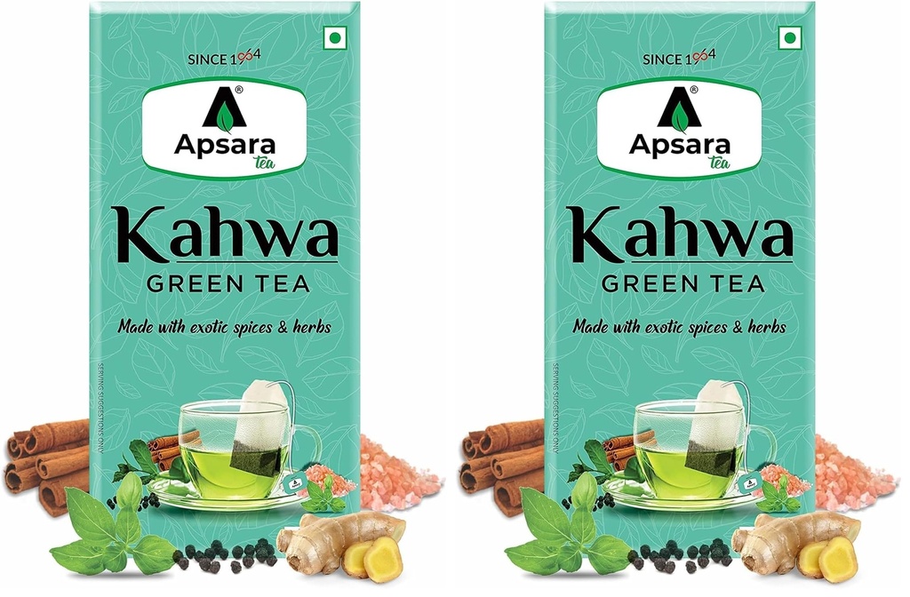 APSARA Detoxifying Kahwa Green Tea Bags - 72 Pcs, Spiced Kashmiri Detoxifying Kahwa Green Tea, Natural Body Cleanse & Immunity Booster With Rock Salt, Tulsi, Cardamom, Cinnamon Tea, 180 Grams