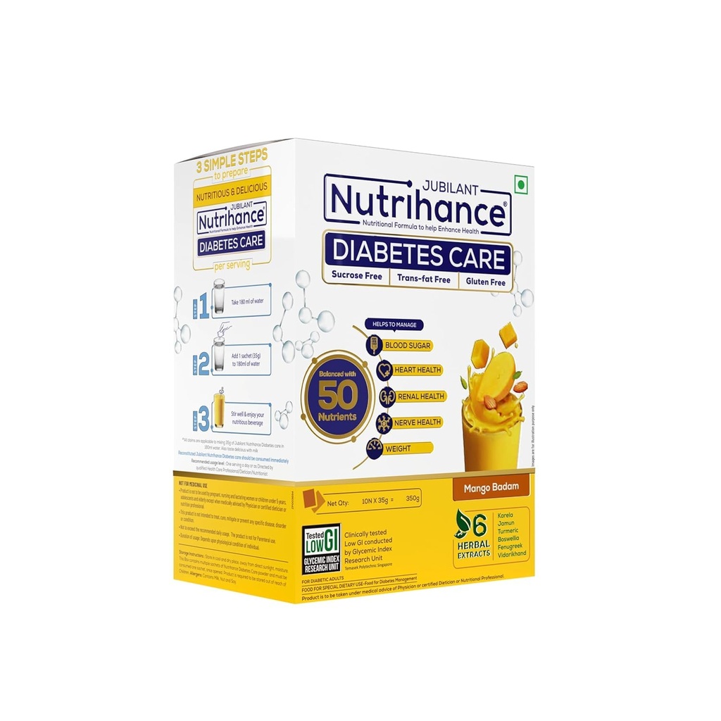 Nutrihance Diabetes Care Manage Blood Sugar Level Nutrition Drink -350 g x 3 Nutrition Drink (3x350 g Mango Badam Flavored)