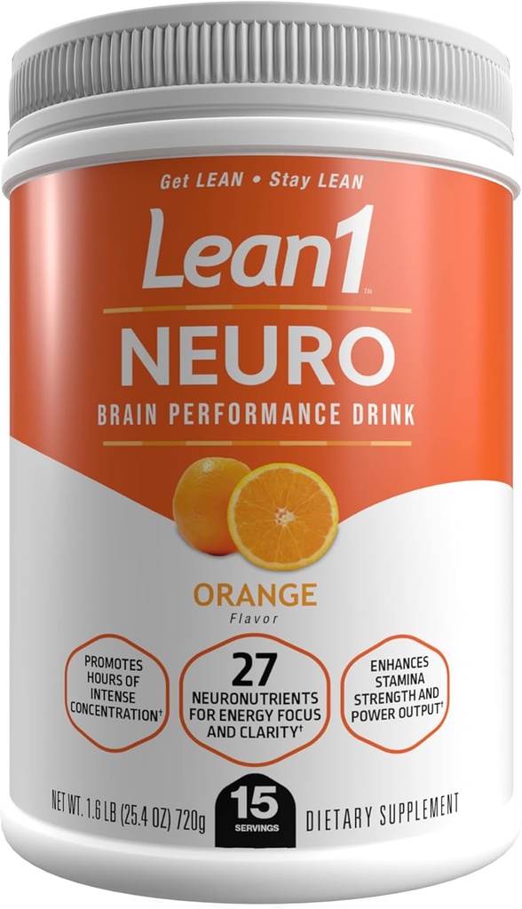 Lean1 Neuro, Mental Energy Powder Drink, aromă de portocale, 15 cada de servire de nutrition53