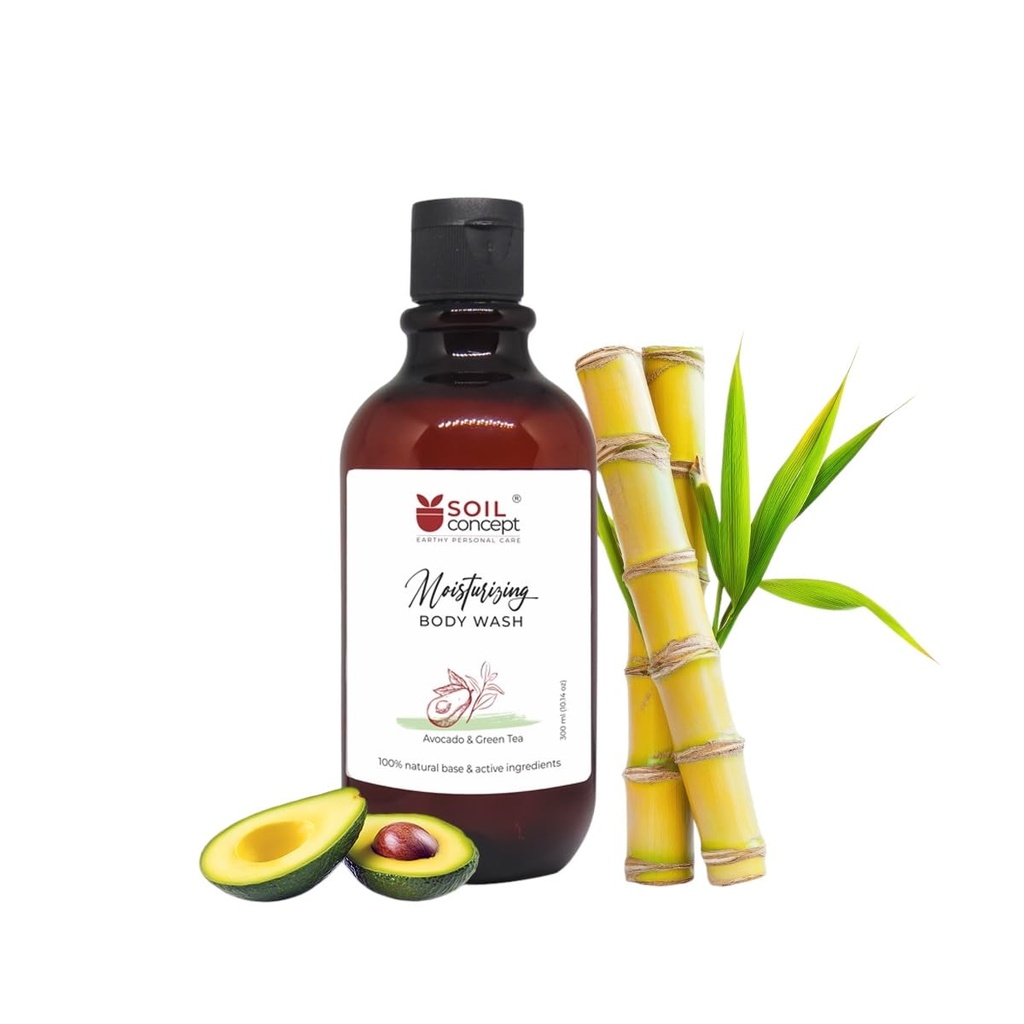 Moisturizing Body Wash Avocado & Green Tea 300ml | Deep Hydration & Refreshing Cleanse | Gentle, Sulfate-Free Formula | Enriched with Neem & Natural Glucosides | For Soft, Nourished Skin