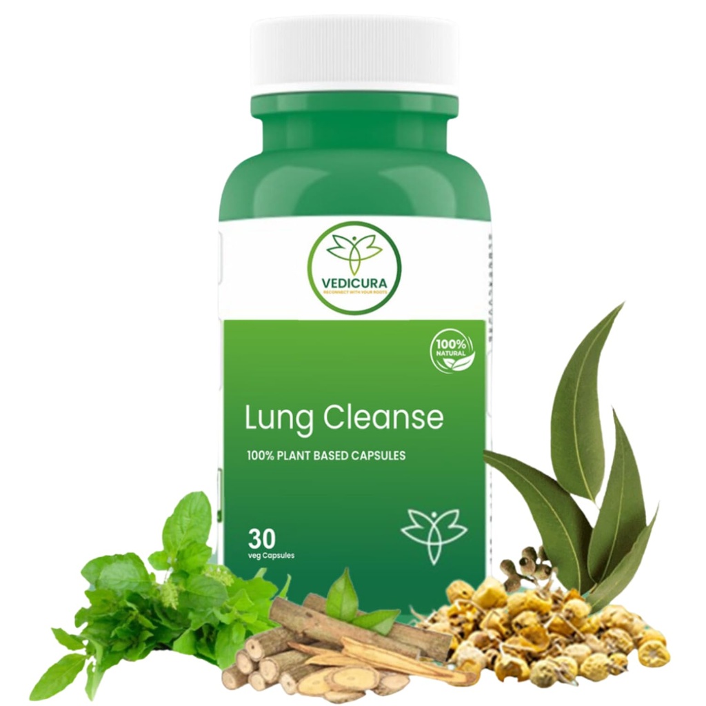 Lung Cleanse: Ayurvedic Lung Detox Supplement & Herbal Respiratory Support For Men & Women - 30 Vegan Capsules - Pack of 1