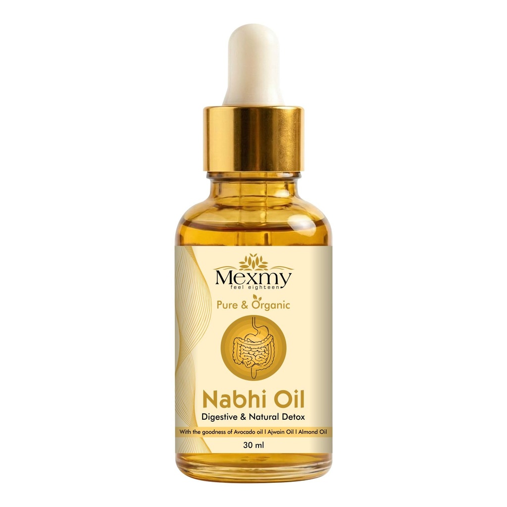 Mexmy Digestion & Detox Nabhi Oil 30ml | Nabhya Dhara Ayurvedic Belly Button Oil for Bloating, Gas Relief, Gut Cleanse, Healthy Digestion, Metabolism Support | Hing, Ajwain Herbal Blend