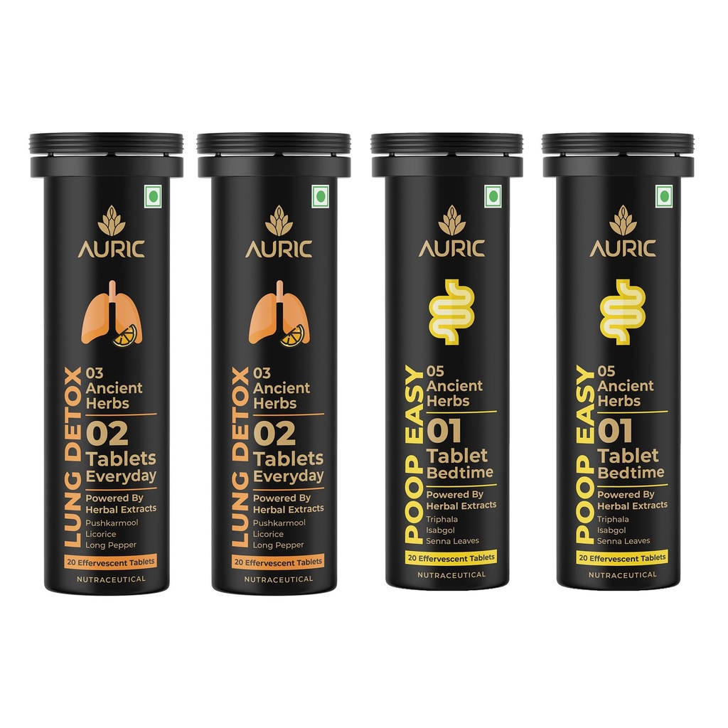 Auric Lung Detox And Poop Easy Effervescent 40 Tablets Each
