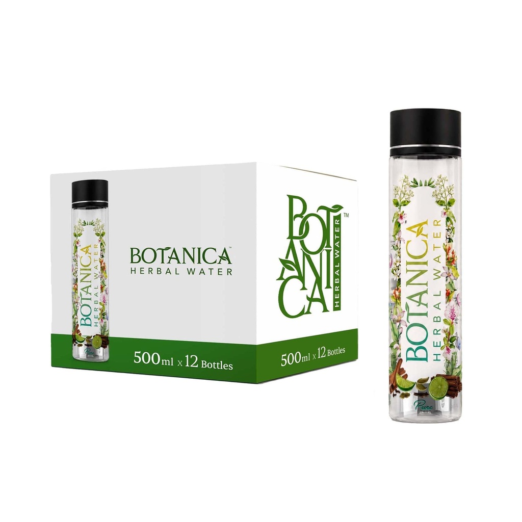 Botanica Herbal Water Pack of 12, 500ml Each | Vetiver, Cardamom, Cinnamon, Clove & Lemon Infused Drink | Natural Vegan Detox Water for Hydration, Digestion & Skin Health