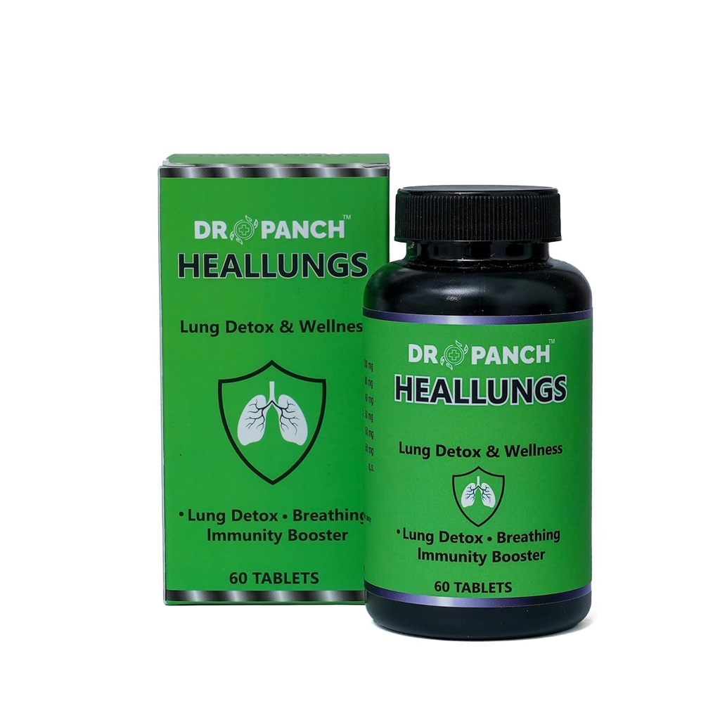 Heallungs 60 Tablets | Ayurvedic Lung Detox & Breathing Support Tablets | Vasa, Mulethi, Sitopaladi, Giloy & Haldi | Lung Cleanse, Immunity