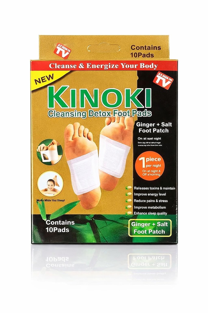 Organic Detox Foot Pads for Body Cleansing, Stress Relief & Improved Sleep | Natural Bamboo & Ginger Foot Patch for Relaxation & Toxin Removal Foot Care Patches Kinoki Detox Foot 10 Patches