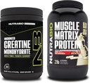 NutraBio Creatine Monohydrate, Unflavored, (300 г) и Muscle Matrix Protein Powder, (Vanilla) Supplement Bundle - мышечная энергия, максимальный рост, восстановление и сила