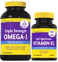 InnovixLabs Vitamin K2 & Triple Omega Bundle Full Spectrum Vitamin K2 (90 Softgels) Triple Strength Omega-3 Fish Oil (200 Softgels). Supports Healthy Bones, Arteries and Joints. *