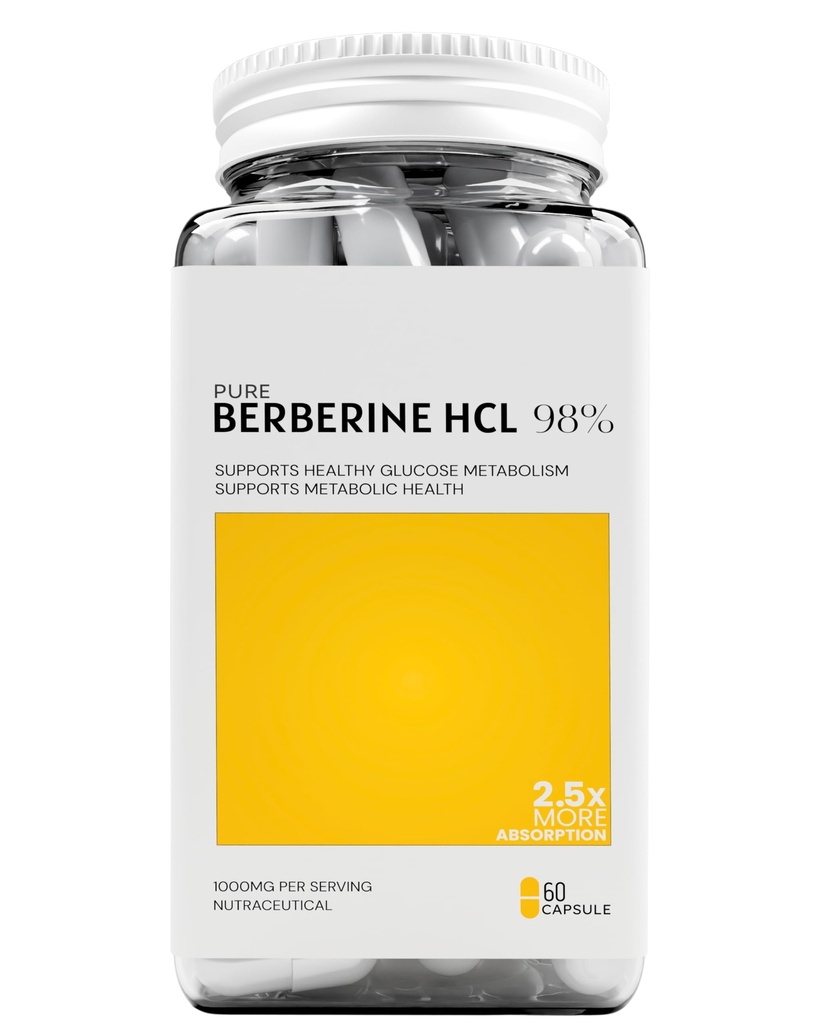 Berberine HCl 98% JP 1000mg HPLC Verified 60 Caps