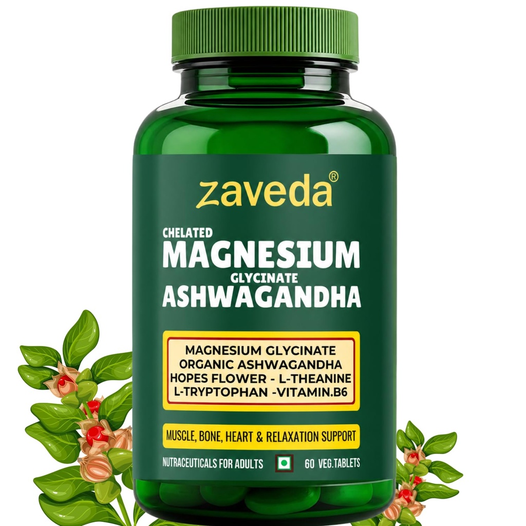 Magnesium Glycinate Ashwagandha Tablets, 60 VegTablets