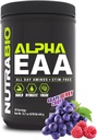 NutraBio Alpha EAA - All-Day Aminozuren voor spiergroei en hydratatie - Essentiële Aminozuren met Nootropics & Adaptogenen - Full Spectrum EAA BCAA Powder - 30 Servers - Grape Berry Crush