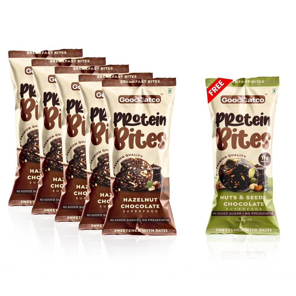 Good Eat Co Protein Bites – Hazelnut Chocolate (5+1 Free Combo Pack)