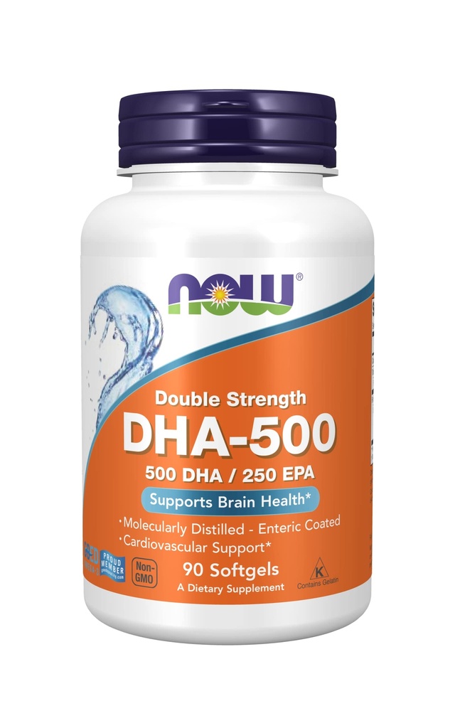 NOW Foods DHA-500, 90 Softgels (Pack of 2)