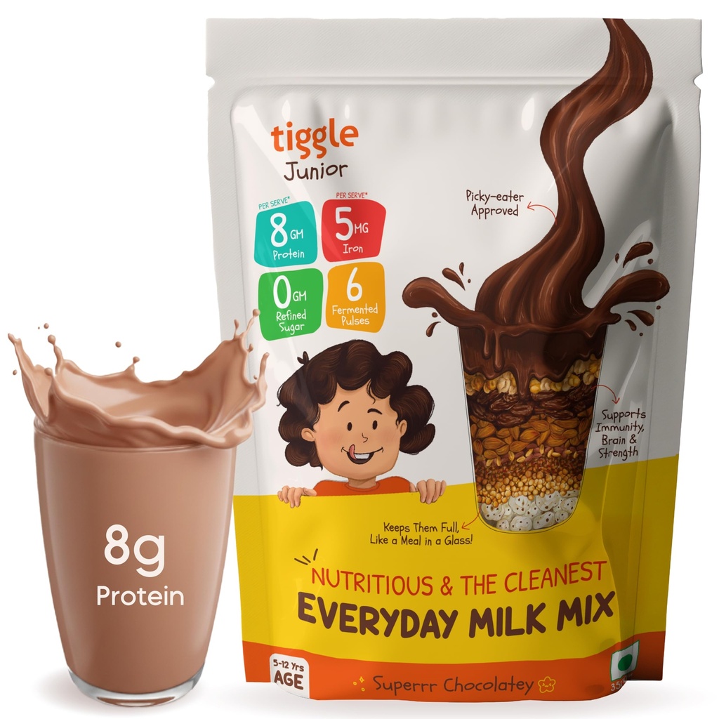Tiggle Junior Kids Protein Powder - 350g, Everyday Chocolate Milk Mix
