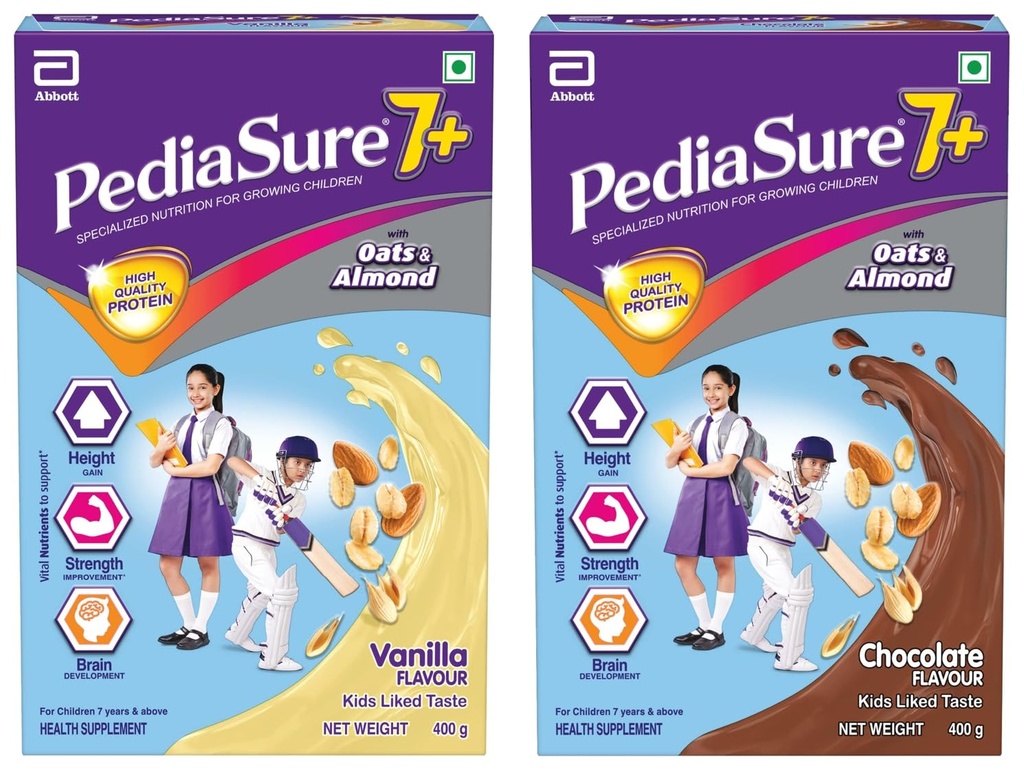 Pediasure 7+ Specialized Chocolate Nutrition Drink 400g & Pediasure 7+ Specialized Nutrition Drink Vanilla Flavour 400 gm Powder