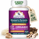 Women’s Vitality For Daily Wellness - Organic Mushroom Extract Supplement - Hormonal & Immune Support Multivitamins - 1,500mg Non-GMO Wellness Mushroom Complex with 40% Beta-Glucans,120 Capsules
