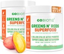 GOBIOTIX Super Greens and Reds Powder - Red and Green Superfood - Probiotisk tillskott - Digestive Enzymes och Beet Root Powder - Organic Whole Foods Dietary Supplement (Mango, 2 Pack)
