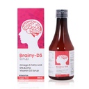 Brainy D3 Omega 3 Syrup for Kids DHA, EPA, Omega 3 6 9 with Multivitamins A, C, D, E | Brain Development & Memory Support | Vitamin A Syrup | Chocolate Flavour (300 gm)