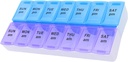 7 jours hebdomadaires AM PM Pill Organizer, ShysTech grande boîte à pilules pour pilules suppléments de vitamine médicaments (purple/bleu)