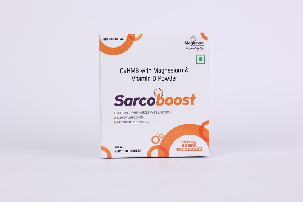 Muscle Strength Support Supplement Sachets with Ca-HMB, Magnesium & Vitamin D3 Formula, Zesty Orange Flavour - 10 x 5g Sachets