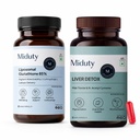 Miduty Liver Detox & Liposomal Glutathione Combo | Milk Thistle with NAC 900mg + 85% Liposomal Glutathione 650mg | Liver Detox, Antioxidant, Skin Brightening & Cellular Wellness | 30 & 60 Capsules