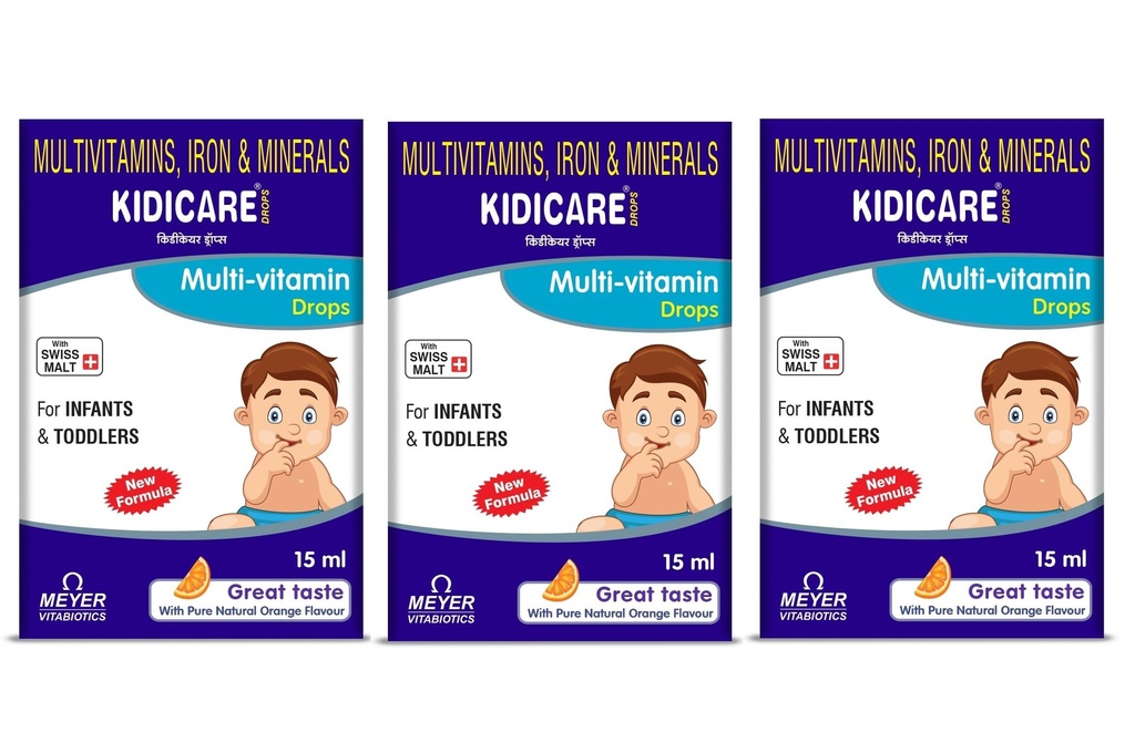 Multivitamin Drops with Iron & Minerals | With Swiss Malt | For Infants & Toddlers | Supports Growth, Immunity & Development 15 ML (Pack Of 3)