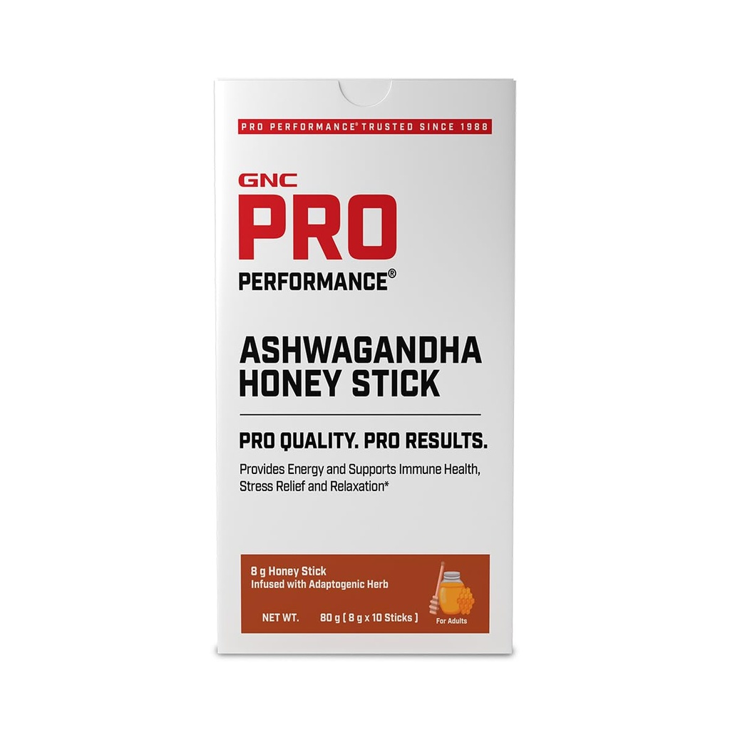 GNC Ashwagandha Honey Stick | Powerful Ayurvedic Adaptogen Formulation for Stress Relief, Energy & Recovery | With Ashwagandha & Honey | 10 Servings | Caffeine-Free | Vegetarian | 80g