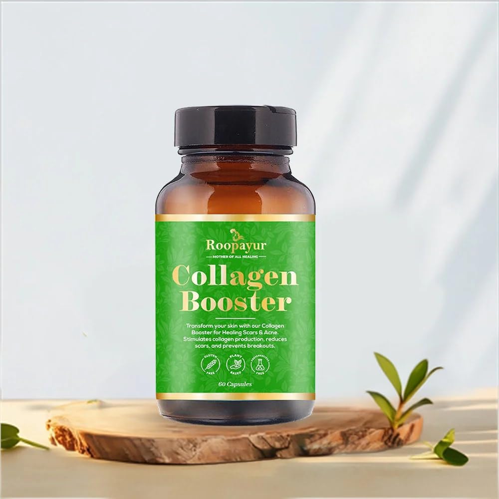 Roopayur Collagen Booster Capsules for glowing, radiant skin, healthy, shiny hair Supplement for Women & Men for Anti-Aging, fine lines, wrinkles 60 Capsules