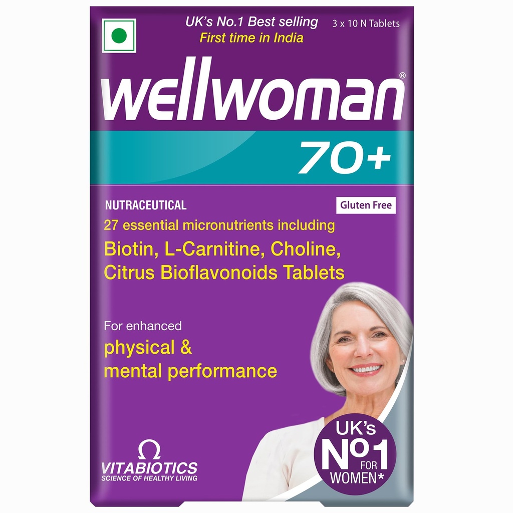WELLWOMAN 70+ Multivitamins For Women Over Age 70 With Biotin,Isoflavones,Zinc,Vitamind To Support Physical & Mental Health,Improve Cognitive Function & Energy Levels Vegetarian,1 count,30 capsules