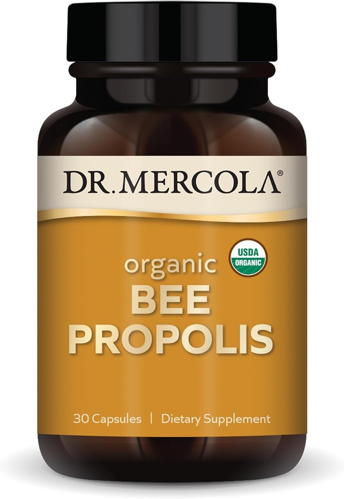 Dr. Mercola Bee Propolis, 30 Servings (30 Capsules), Dietari suplementaris, suport de salut respiraral, no-GMO, Orguet USDAic
