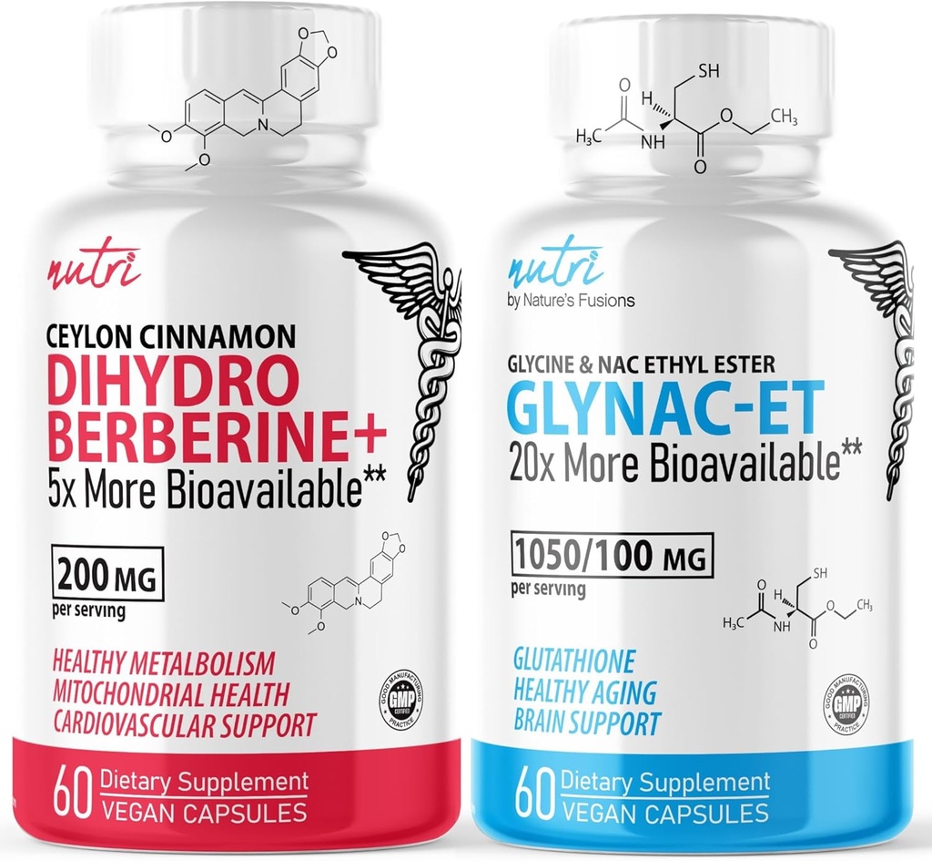 Naturens Fusions Dihydroberberine 200mg (60 kapslar) - GlyNAC-ET (60 kapslar) Bundle