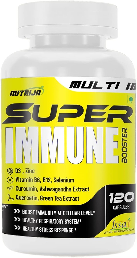 NutriJa Super Immune Booster - D3, Zinc, B6, B12, Supplement (120 Capsules)