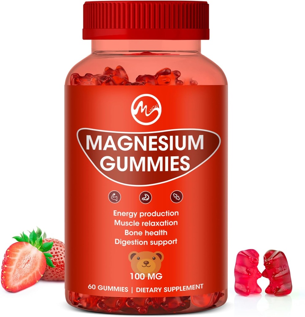 Magneesium Gummies 100mg Kõrge Tugevus - Puuviljalised Maitsed Kummikaru, Tervislikud Mineraallisandid Soodustab Lihast, Energiat Ja Seedimist