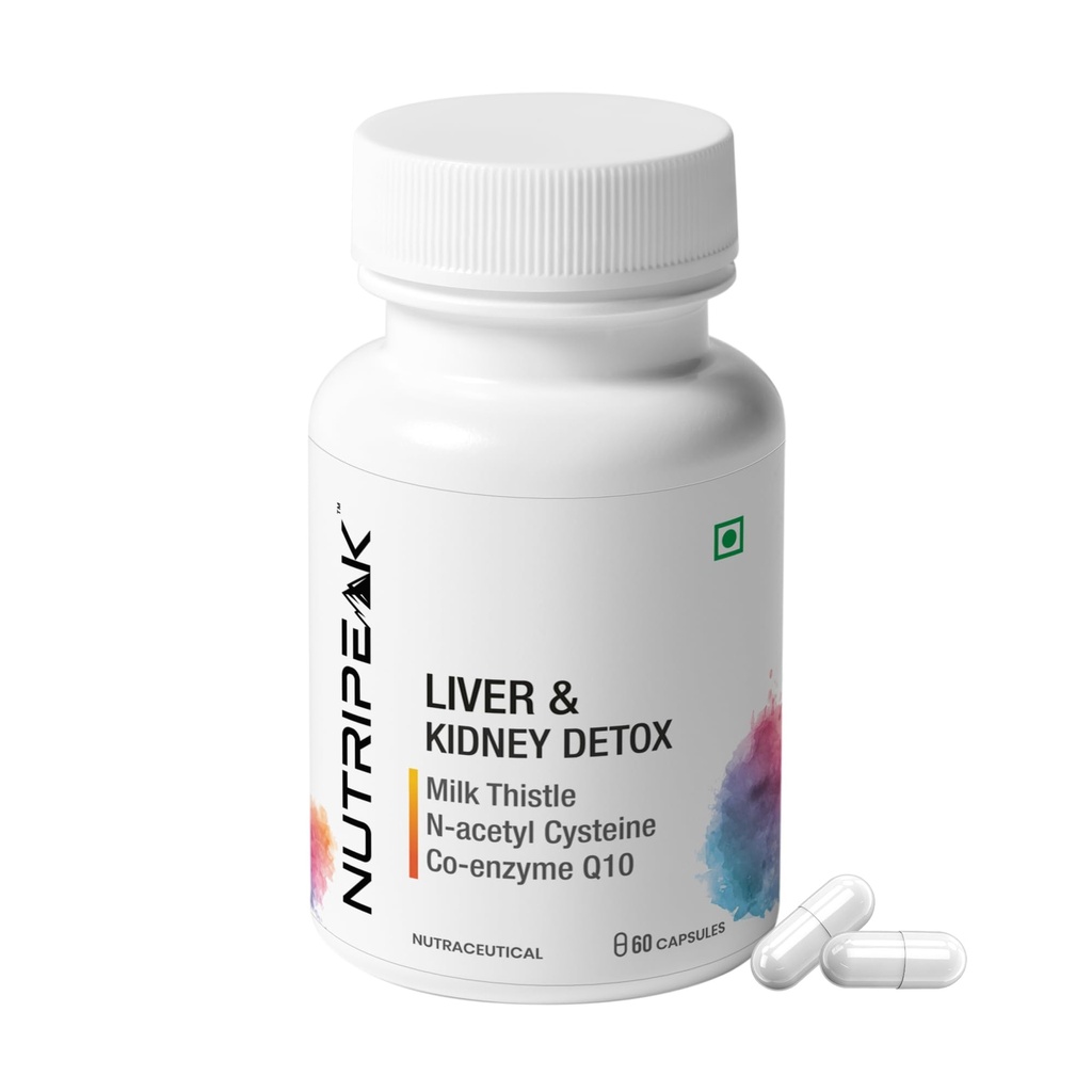 Milk Thistle + NAC Liver & Kidney Support Capsules | 250mg Milk Thistle, 300mg NAC & 60mg CoQ10 Per Serving | 60 Veg Capsules | Daily Wellness Supplement for Men & Women