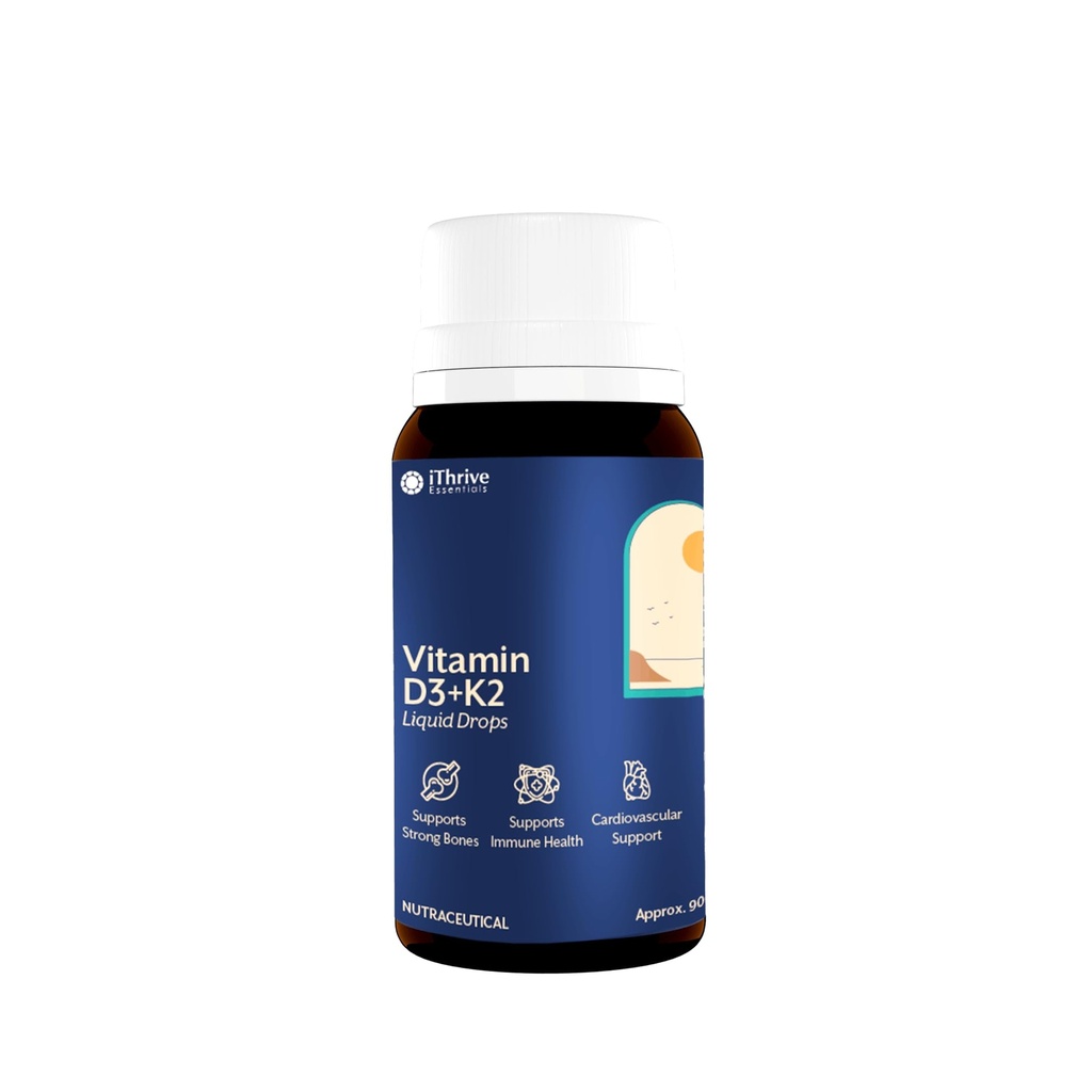 Essentials Vitamin D3 K2 Liquid Drops in MCT Oil - Strong Bone Health, Healthy Immunity, Cardiovascular Support - Vitamin D3 600 IU Per Drop | 600 Drops | 20ml Bottle