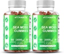 Vitamatic Irish Sea Moss Gummies – 3000 mg Equivalent Per Serving (from Extract 132.5 mg) – 60 Ct – Made with Bladderwrack & Burdock Root – 2 Pack