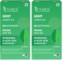 Teabox Mint Green Tea | 25 Tea Bags with Premium Green Tea & Real Peppermint Leaves | Refreshing, Cooling & Smooth | Low Caffeine | Clean Ingredient Blend (Pack of 2)