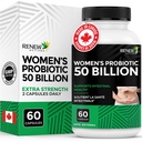 RENEW ACTIVES Probiotics for Women 50 Billion CFU per 2 Capsules – MAKTREK Technology, 4 Probiotic Strains & Prebiotic Blend– Supports Digestion Health & Gut Flora Balance– Made in Canada– 60 Capsules