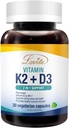 Lovita Vitamin K2 + D3, 400 IU Vegan Vitamin D3 & 120 mcg Vitamin K2 (MK-7), 2 in 1 Formula, Immune Vitamin Complex, 30 Vegetarian Capsules